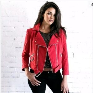 Fauxgerty Vegan Suede Cropped Moto Jacket